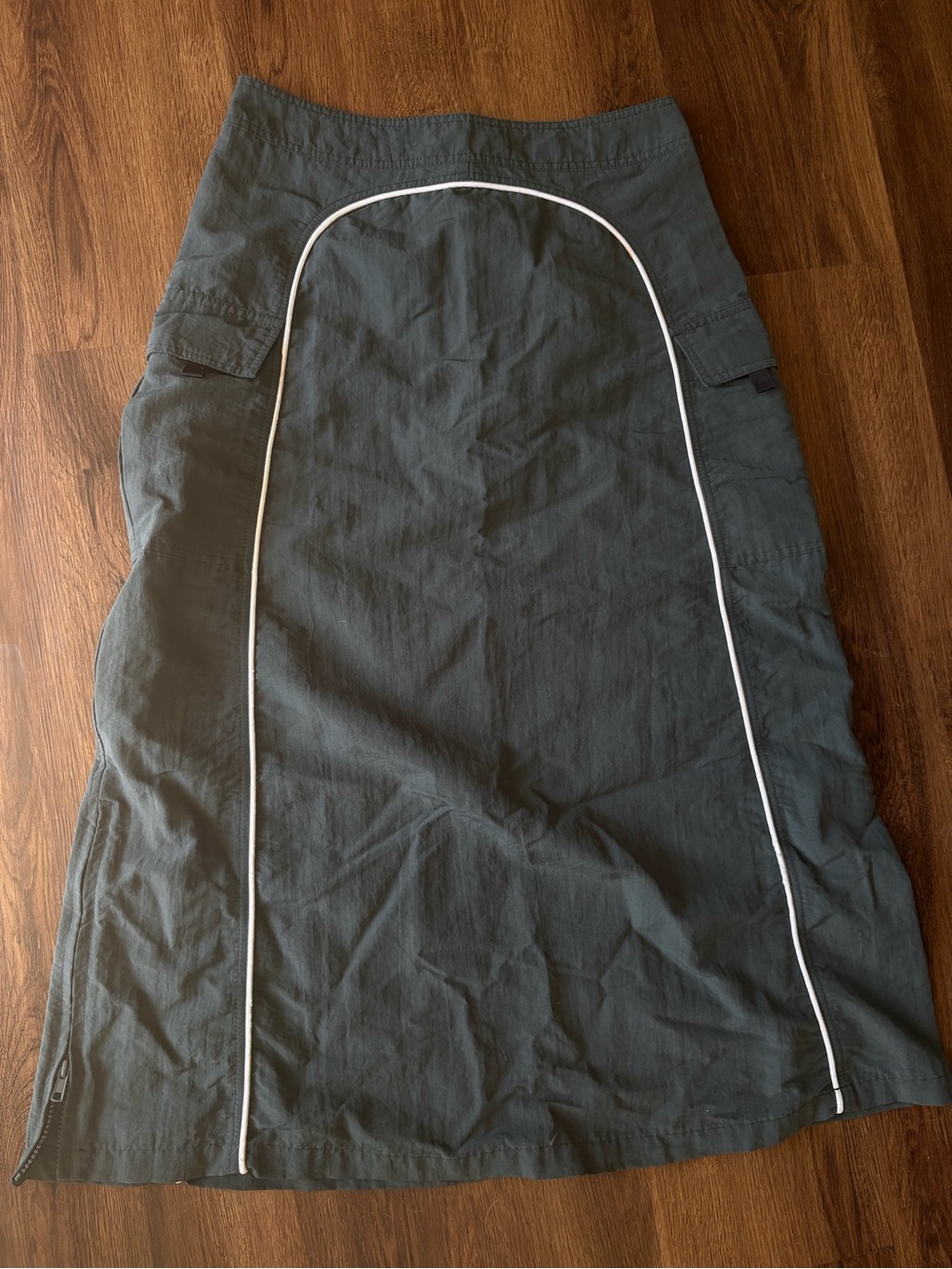 Y2K nylon maxi skirt with back zip